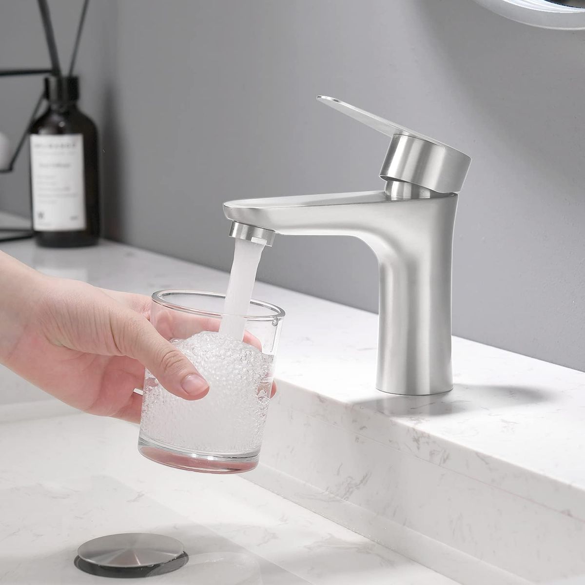 CRUSEC - Grifo De Baño Mezclador Una Sola Manija Acero Inoxidable