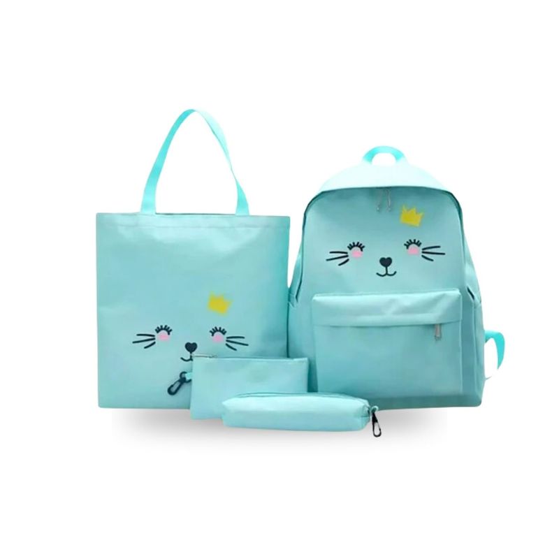 SANTU HOME & DECO - Juego de Mochilas Diseño de Gato Turquesa