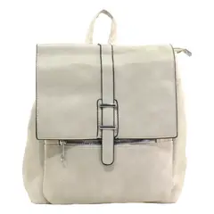 MAILEA - Mochila ecocuero con 2 pasadores para mujer beige