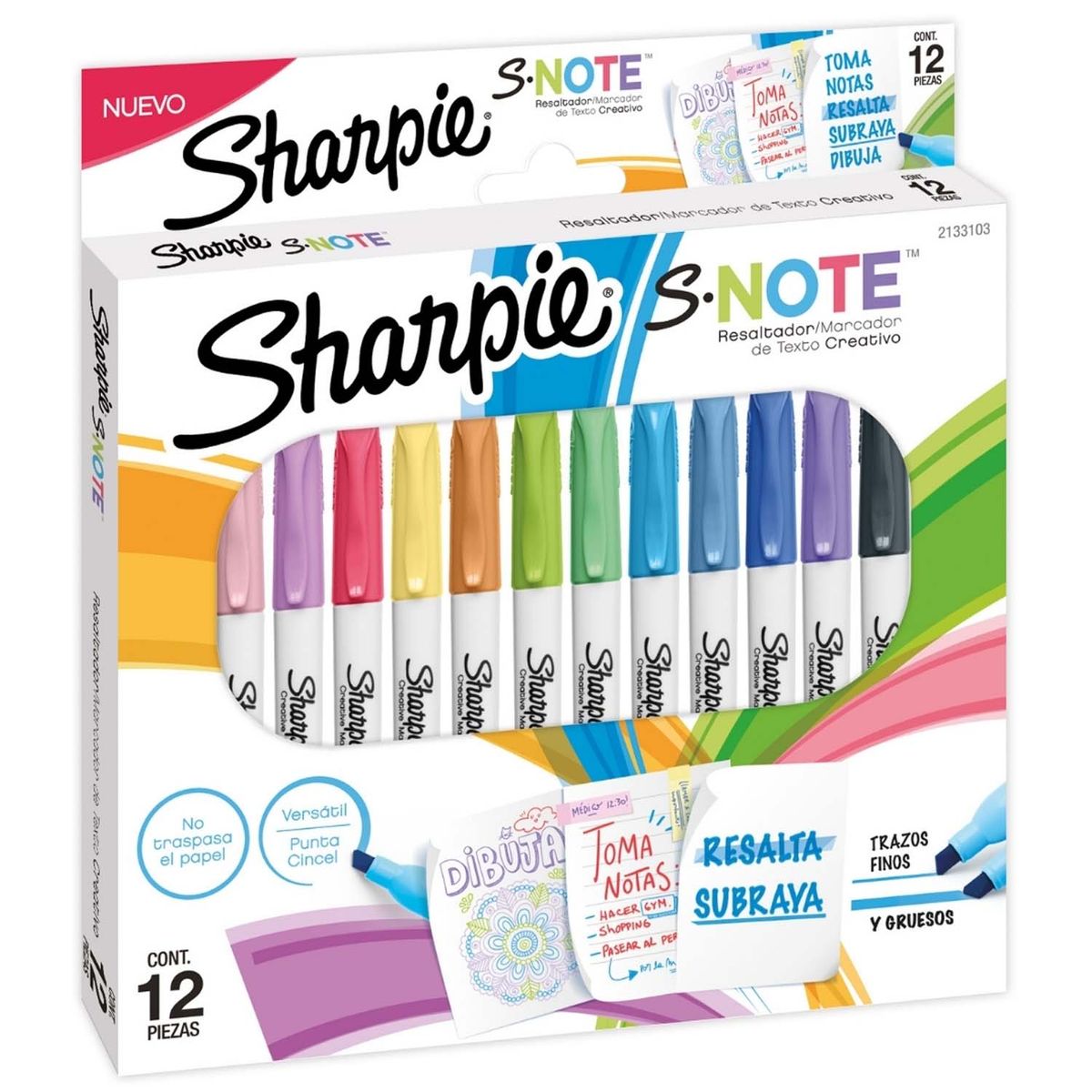 SHARPIE - Marcador Sharpie S-Note 12 colores Permanente
