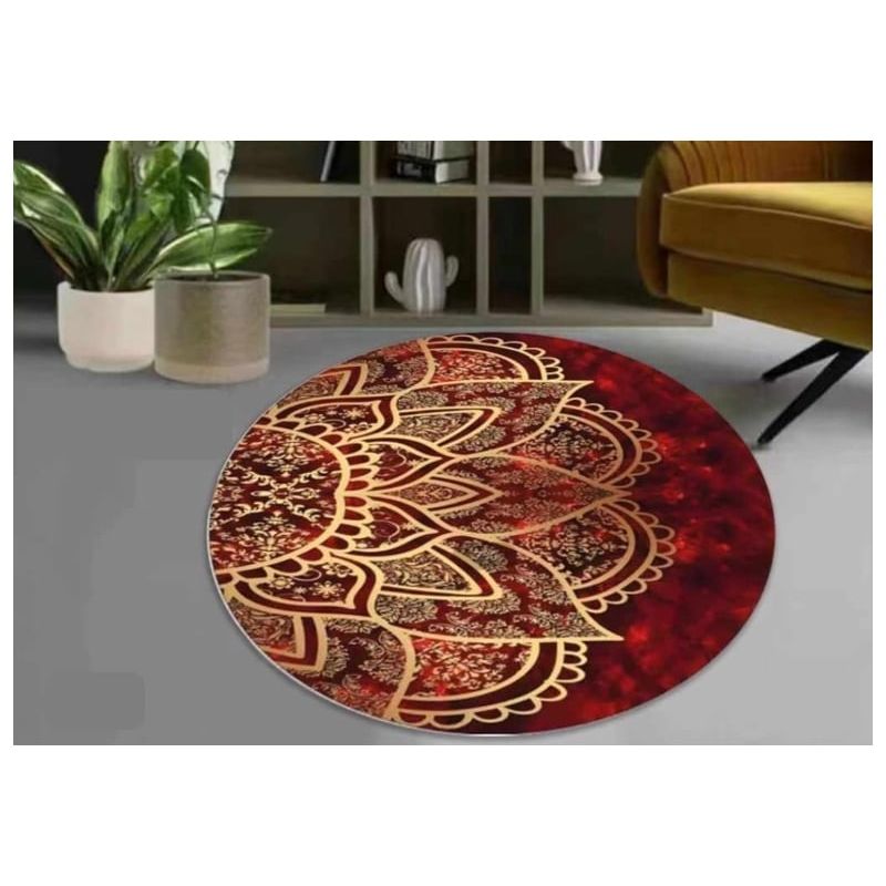 GENERICO - alfombra diseño 3D mándala ROJA redonda 160x160 antideslizante MARIA