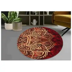 GENERICO - Alfombra diseño 3D mándala ROJA redonda 160x160 antideslizante MARIA