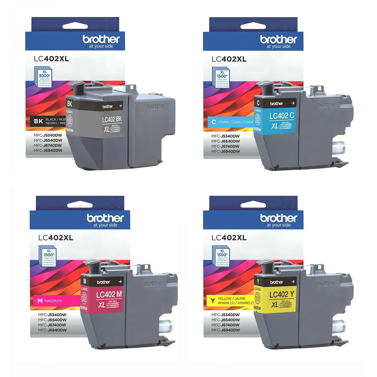BROTHER - Pack X4 Tintas Brother Originales LC402XL BKCMY J6740DW