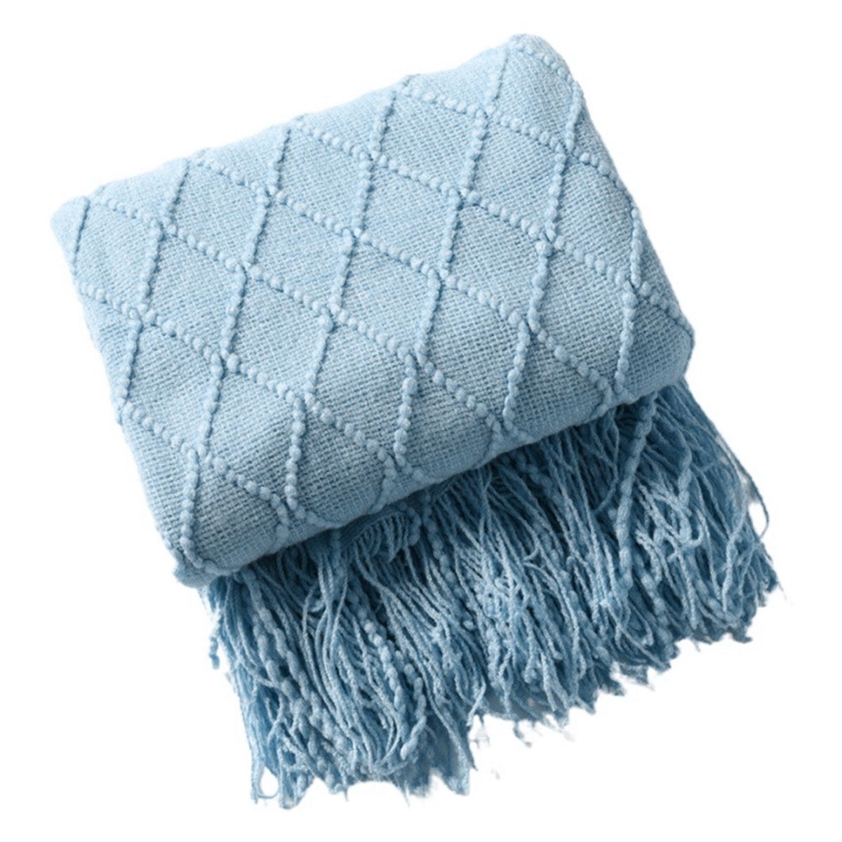 GENERICO - Manta Decorativa Tejida Para Hogar 180x127cm Color Celeste