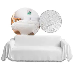 GENERICO - Manta Decorativa Tejida Para Sofa 180x127cm Color Blanco