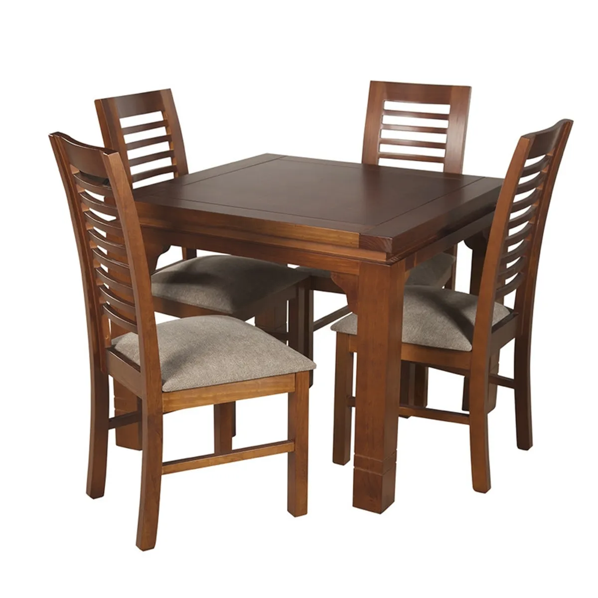ARTHOME - JUEGO DE COMEDOR LUCIANA 4 SILLAS COLOR MIEL TAPIZ CAFE JASPEADO