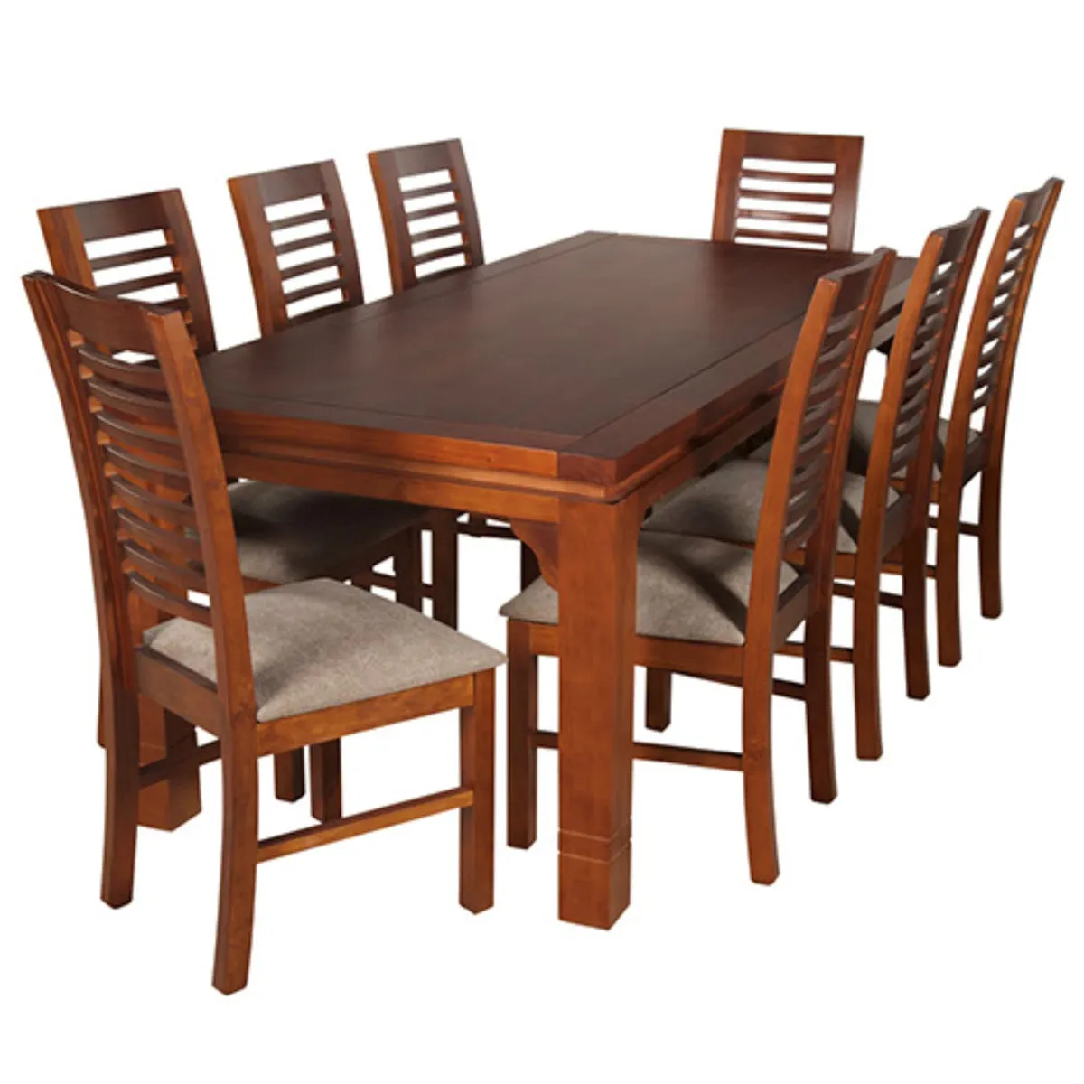 ARTHOME - JUEGO DE COMEDOR LUCIANA 8 SILLAS COLOR MIEL TAPIZ CAFE JASPEADO