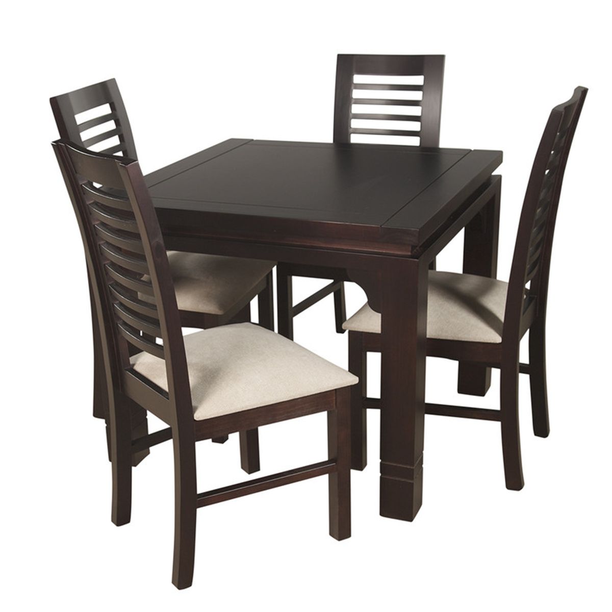 ARTHOME - JUEGO DE COMEDOR LUCIANA 4 SILLAS COLOR CHOCOLATE TAPIZ BEIGE JASPEADO