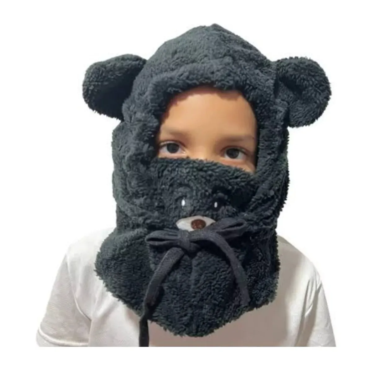 GENERICO - Gorro cuello invierno para niños bebés adultos gris