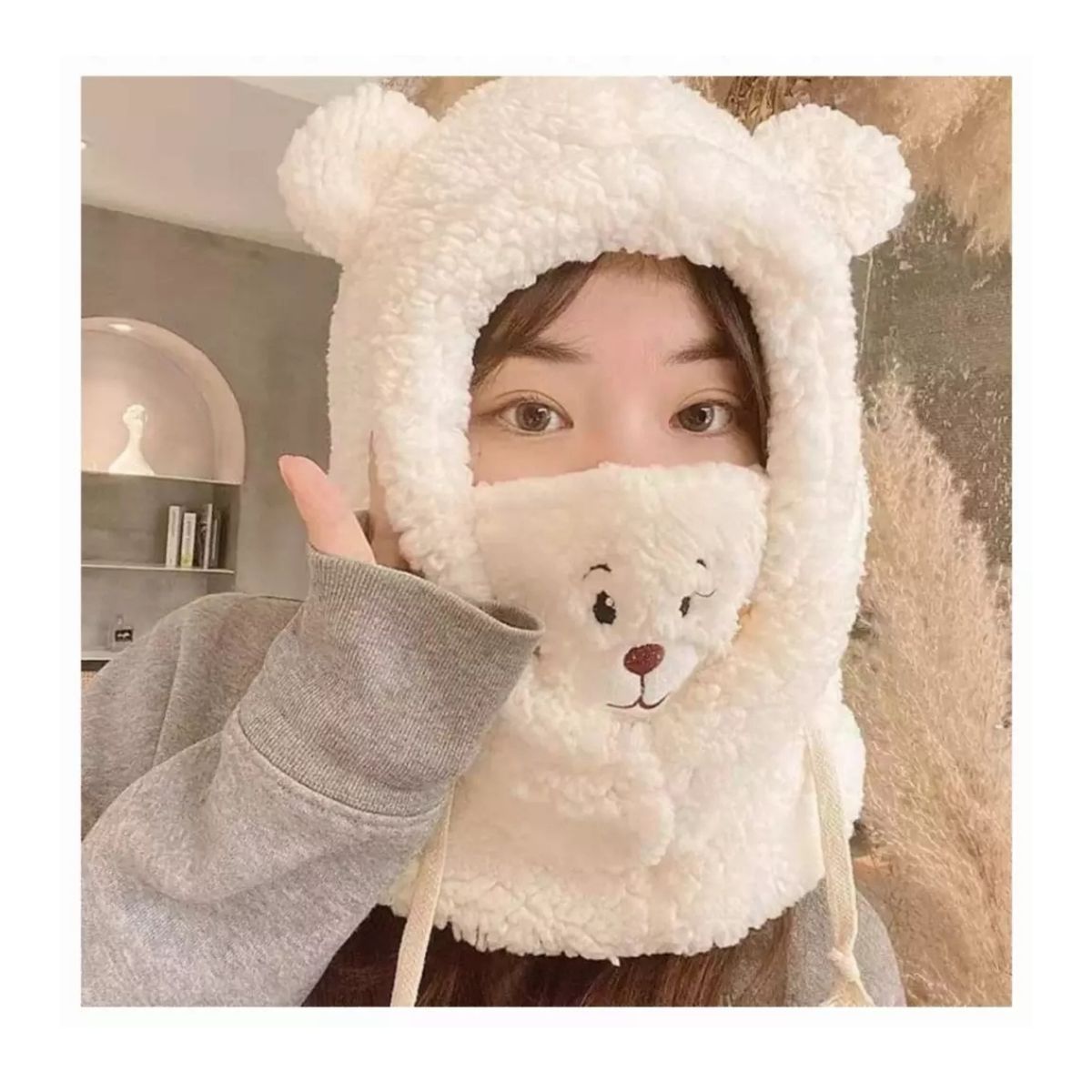 GENERICO - Gorro cuello invierno para niños bebés adultos Beige