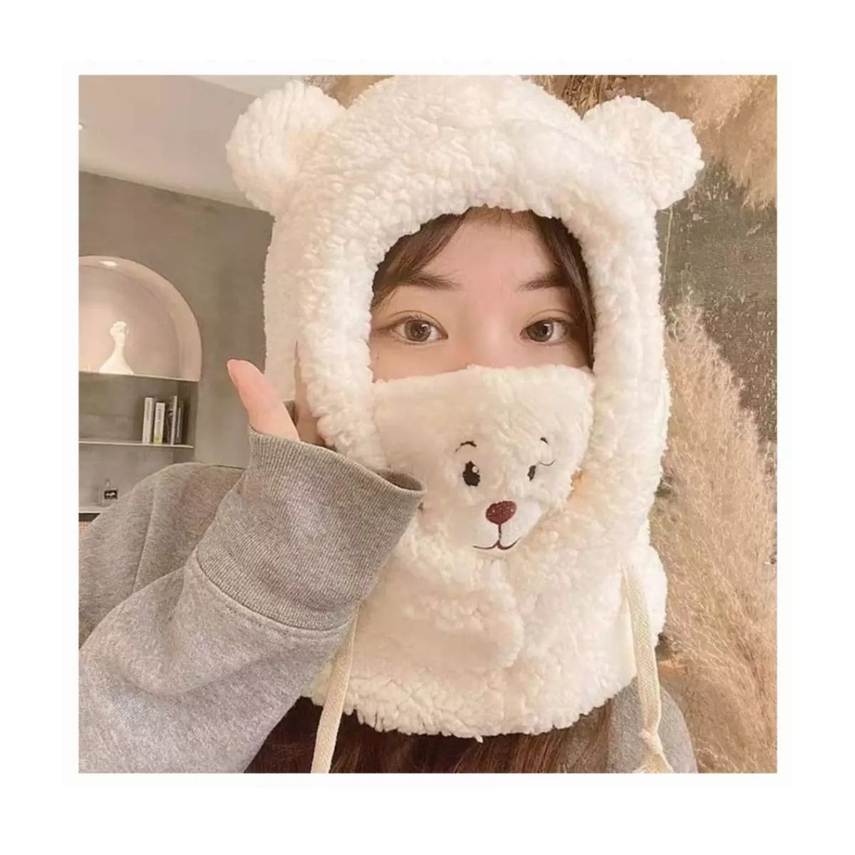 GENERICO - Gorro cuello invierno para niños bebés adultos Beige