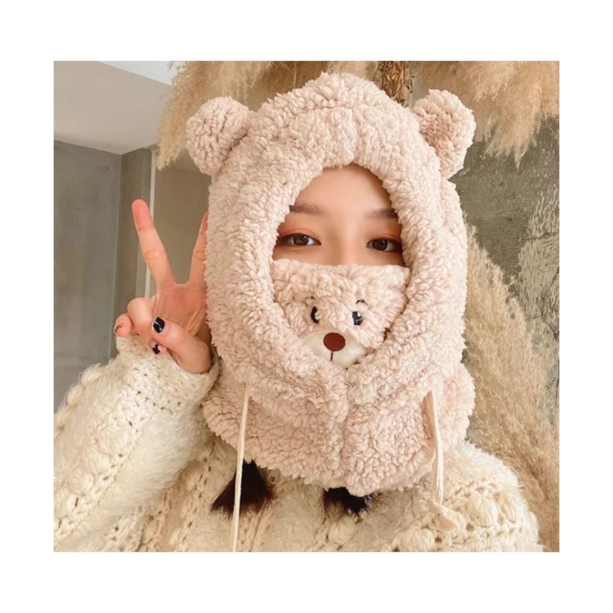 GENERICO - Gorro cuello invierno para niños bebés adultos Beige