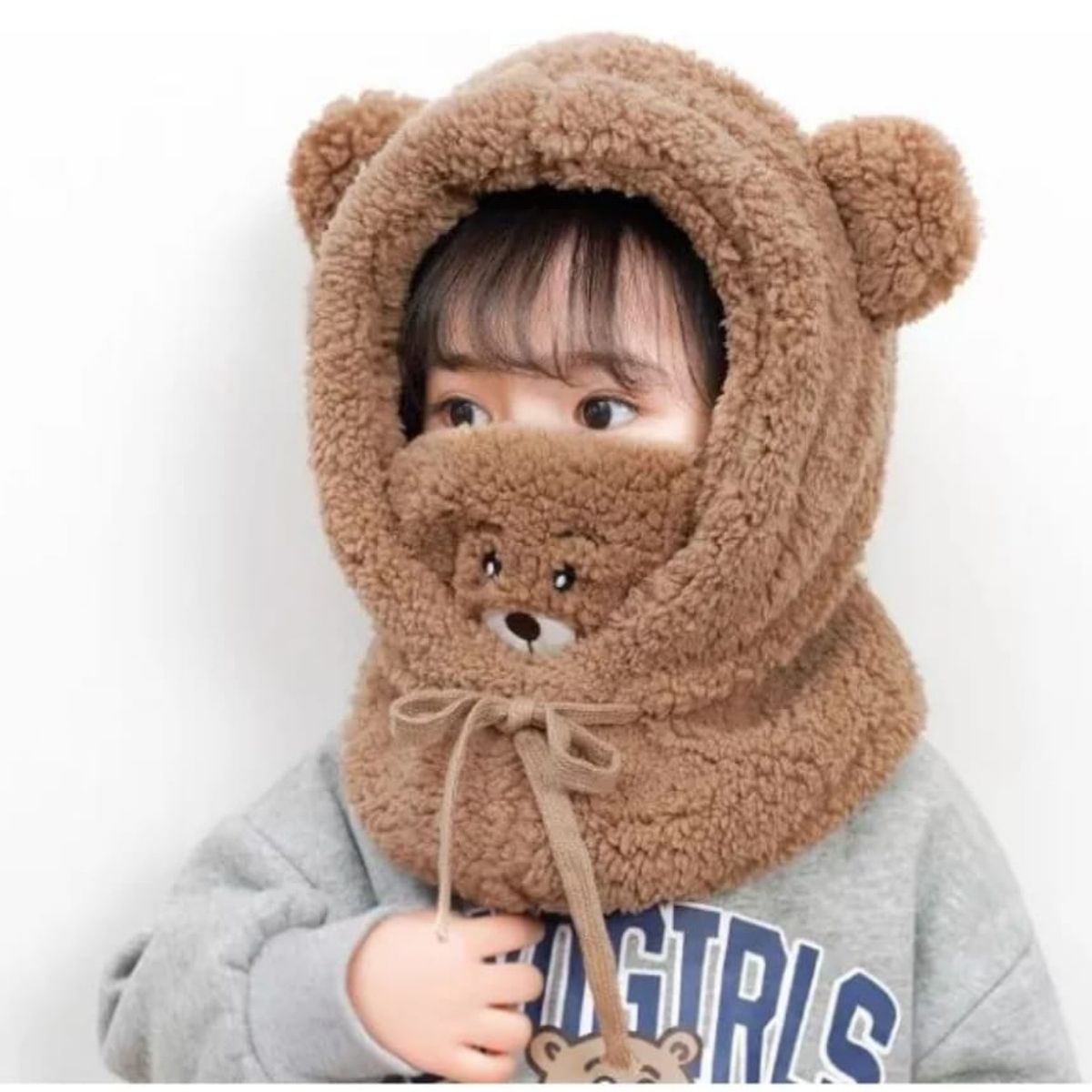 GENERICO - Gorro cuello invierno para niños bebés adultos marron