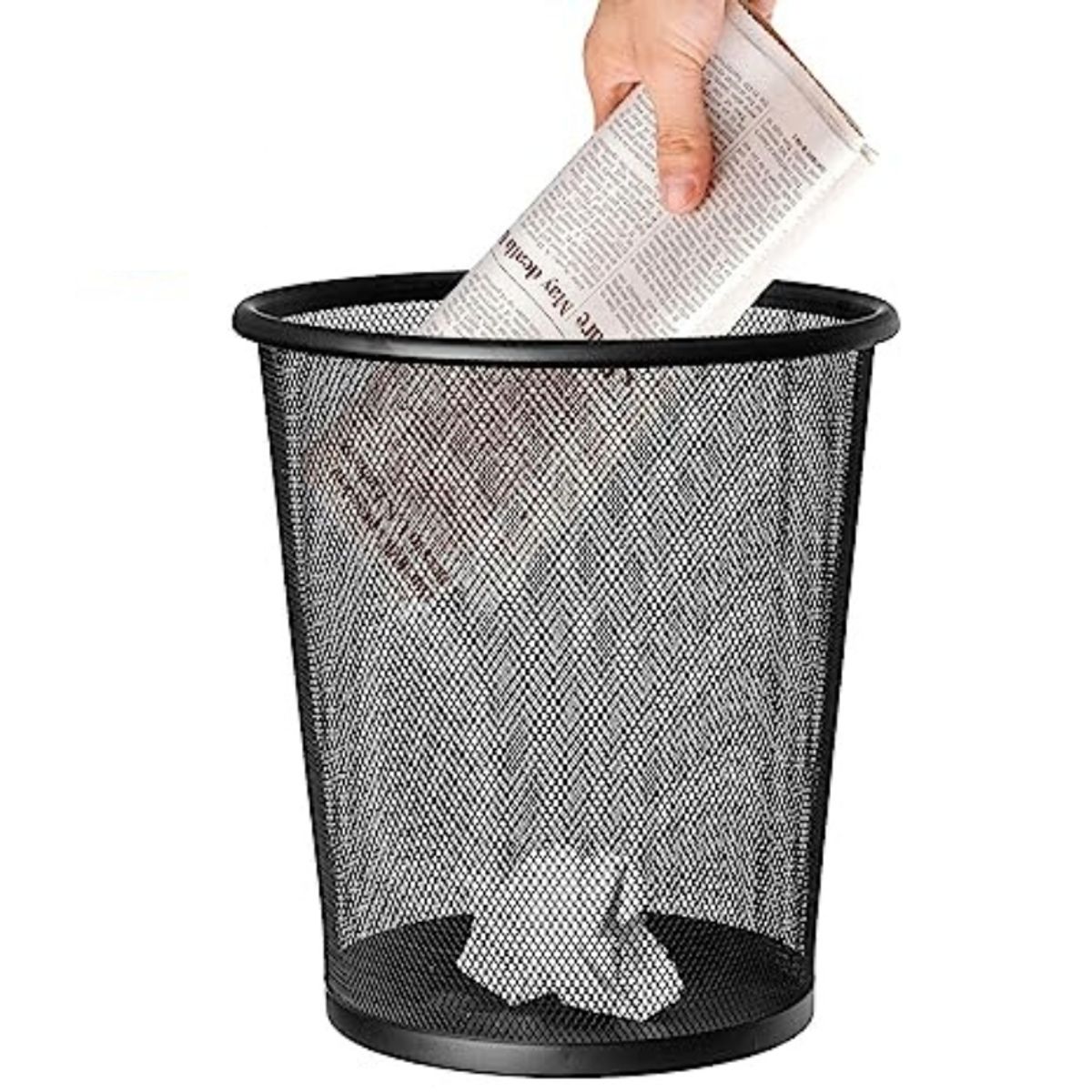 GENERICO - Basurero Metálico de Escritorio Grande Negro 12lt