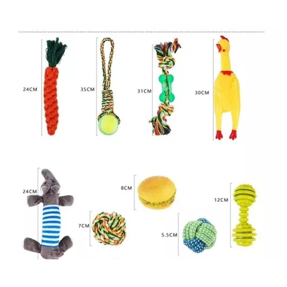 GENERICO - Set 10 Juguetes Para Mascotas Perro Gato Pelota Cuerda Disco