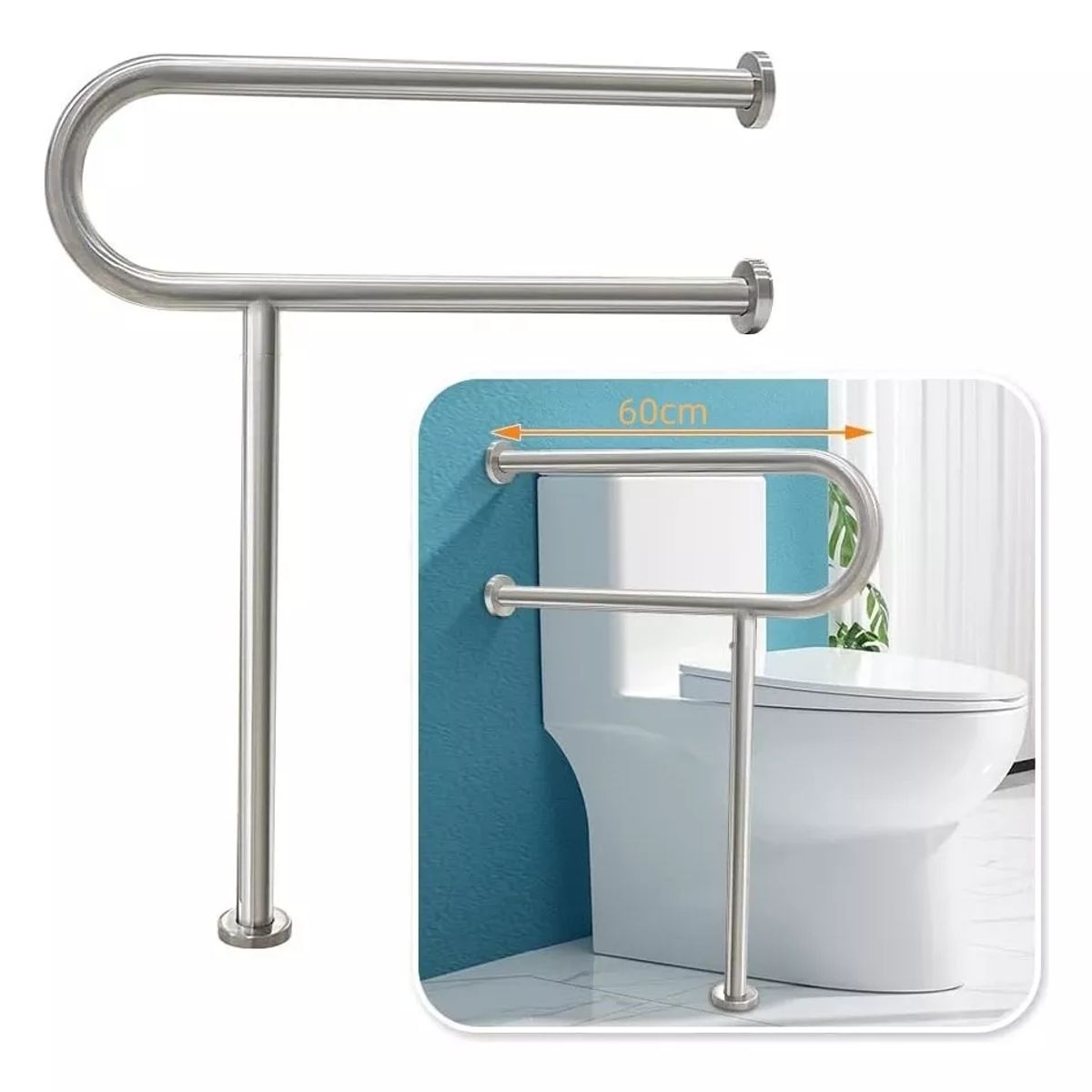 KUANGYE - Barra De Seguridad Muro Y Piso Para Discapacitados Acero Inoxidable