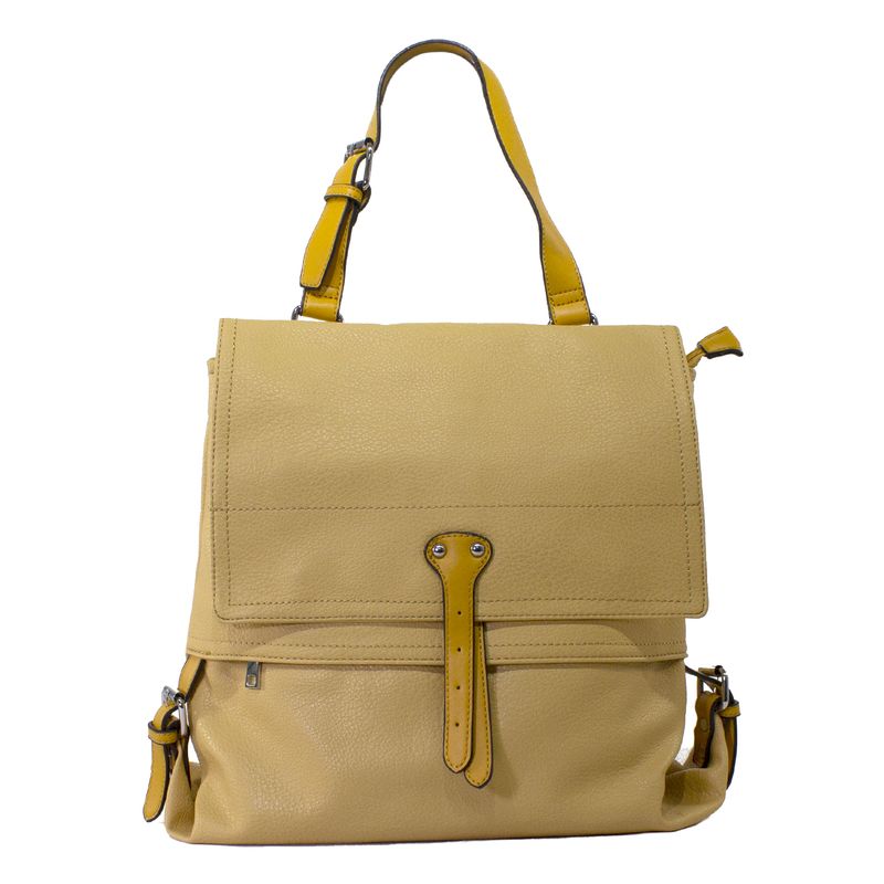 MAILEA - Mochila ecocuero con tapa rectangular para mujer amarillo