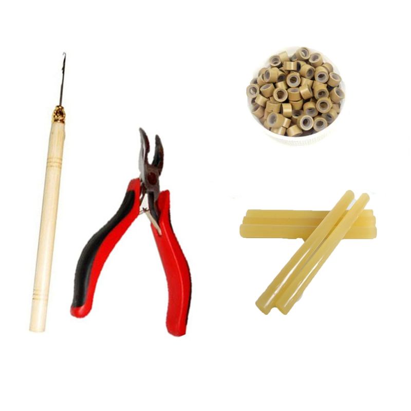GENERICO - Kit Alicate Extensiones  Aguja  Microring Sili Keratina RUBIO