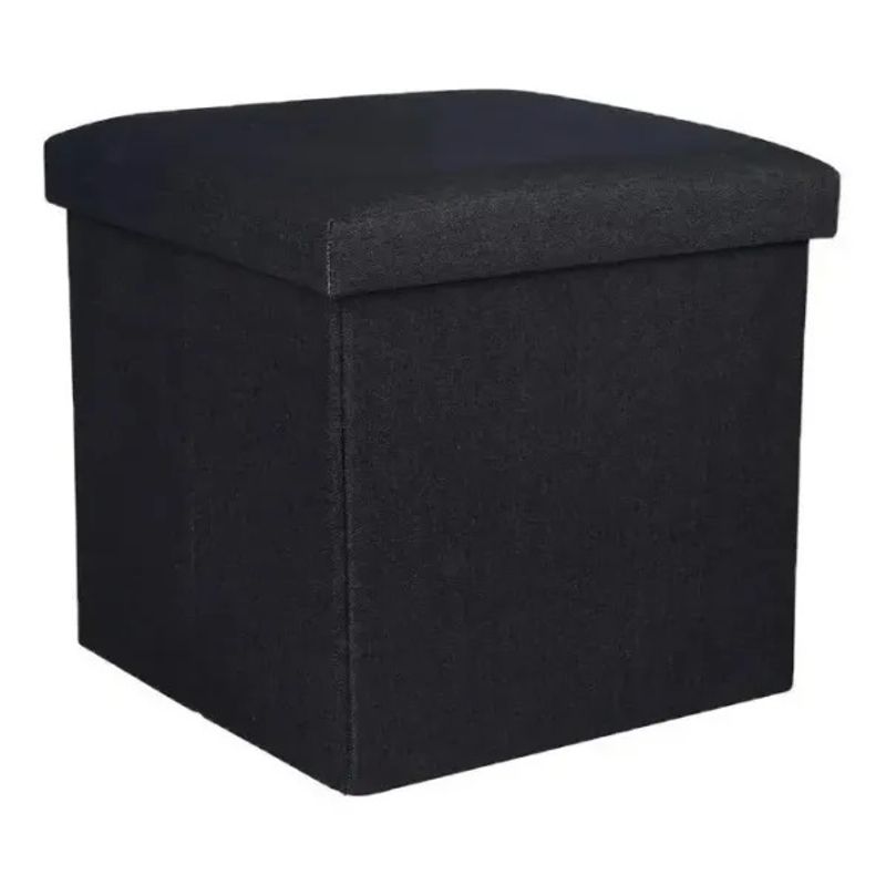 CRUSEC - Puff Silla Baul Organizador Multifuncional 38cm x 38cm - Negro