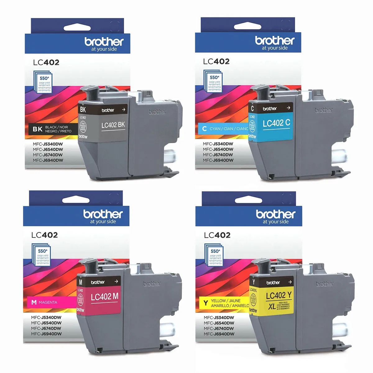 BROTHER - Pack X4 Tintas Brother Originales LC402 BKCMY J6740DW