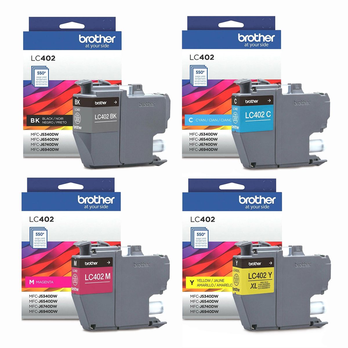 BROTHER - Pack X4 Tintas Brother Originales LC402 BKCMY J6740DW
