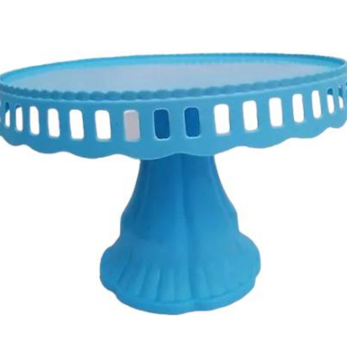 OEM - SOPORTE CON BASE PARA TORTA PLASTICO 28 CM CELESTE