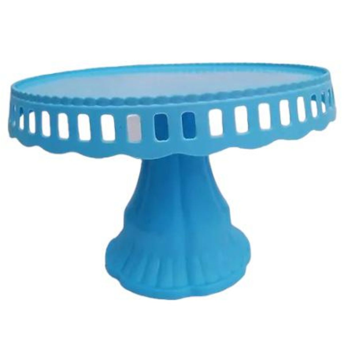 OEM - SOPORTE CON BASE PARA TORTA PLASTICO 28 CM CELESTE