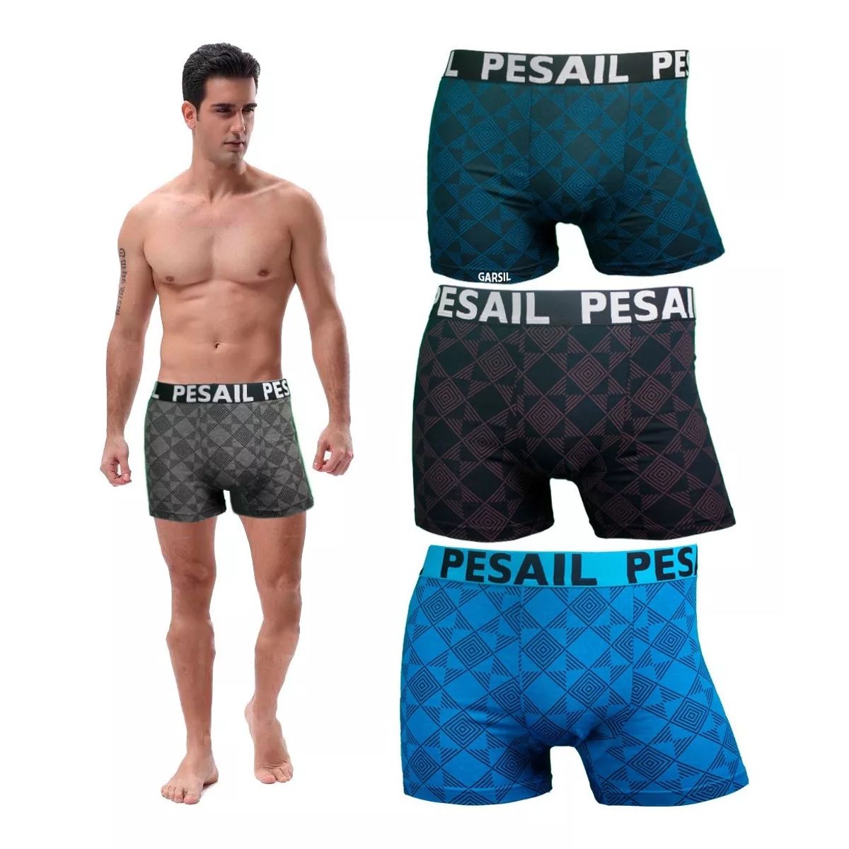 GARSIL - 12 Bóxer De Algodón Para Hombre Con Diseños - Precio Por Docena.