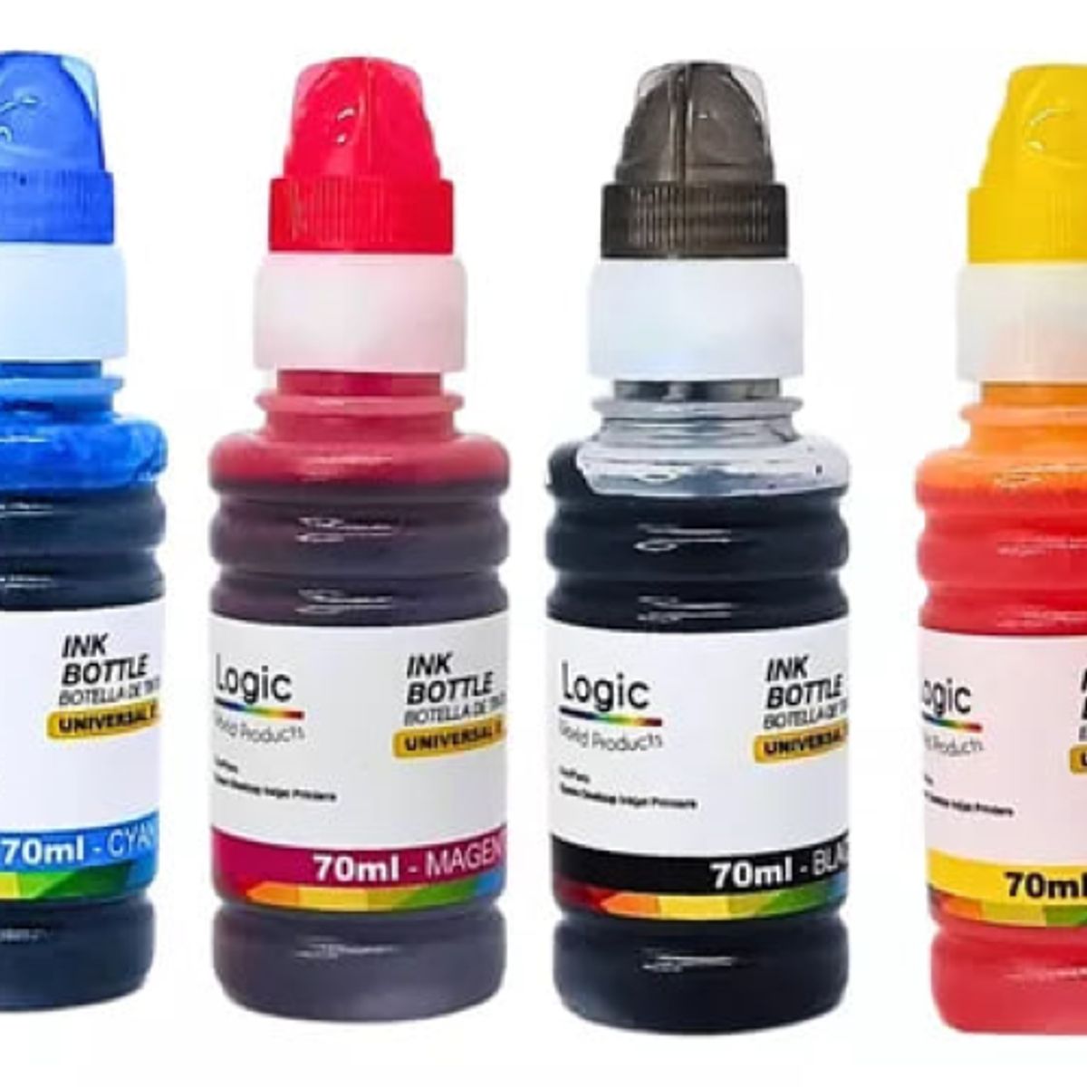 LOGIC - Pack 4 Tintas Para Epson T664 Tinta Standard 4 Colores 70 ml