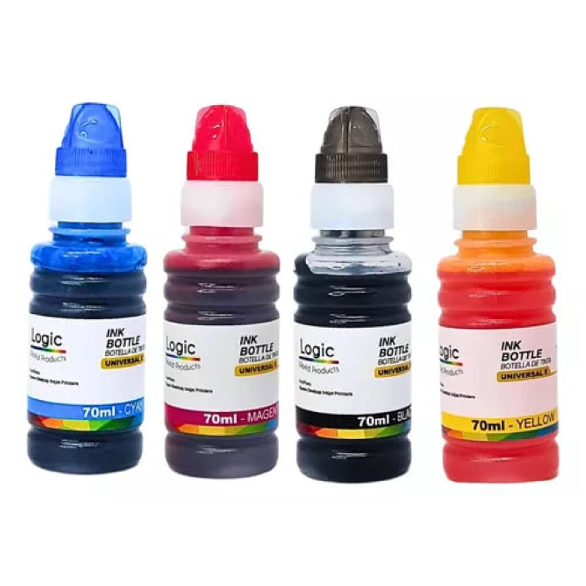 LOGIC - Pack 4 Tintas Para Epson T664 Tinta Standard 4 Colores 70 ml