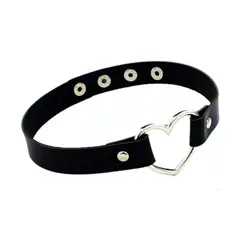 GENERICO - Collar Gótico Corazón Eco Cuero Sintético Chocker Punk