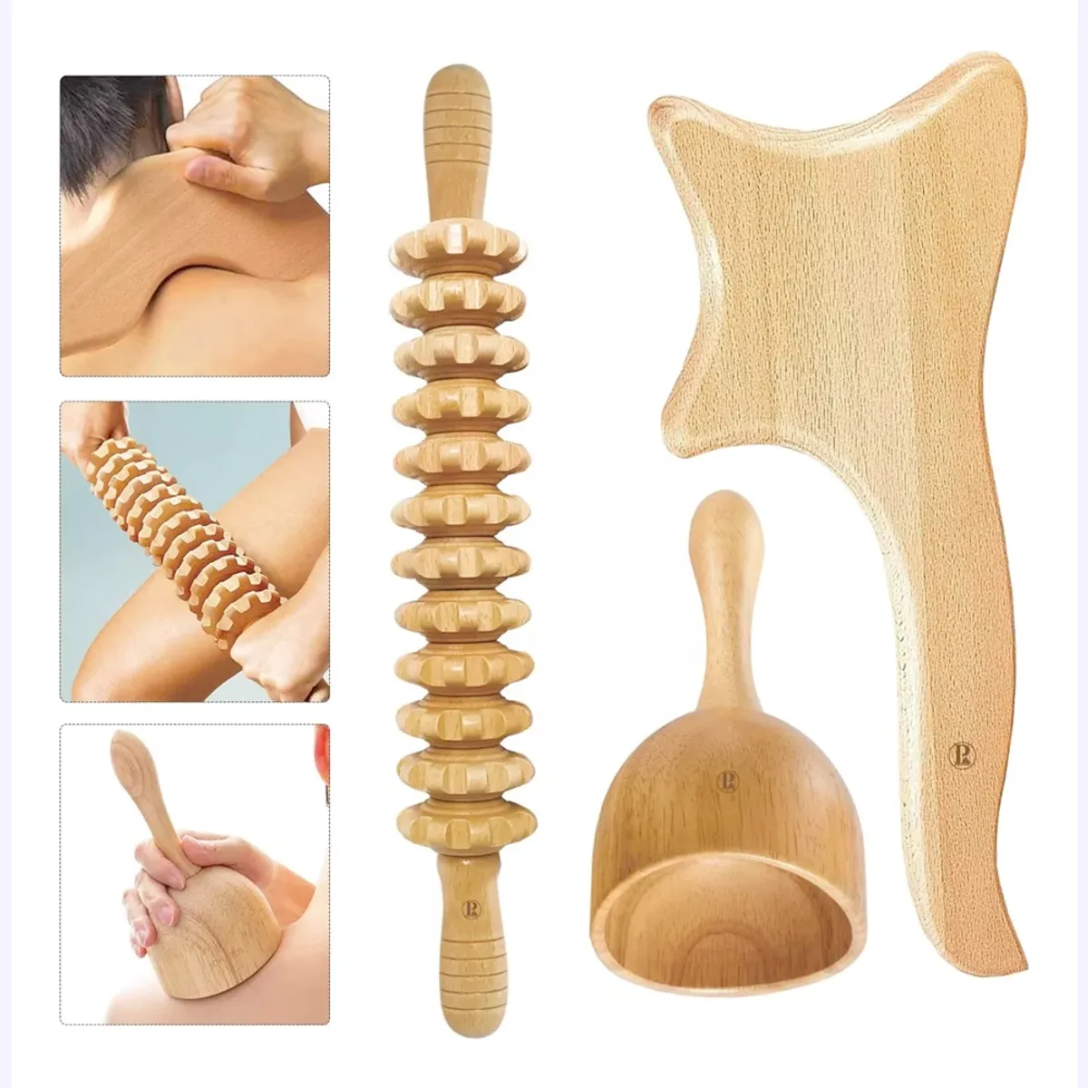 GENERICO - Pack Rodillos Reductores Con Tabla Y Accesorios Para Maderoterapia