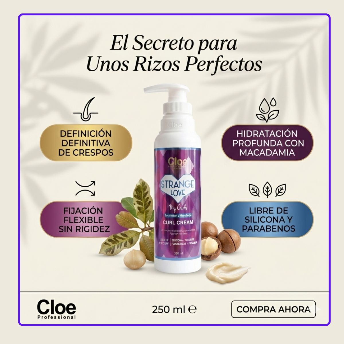 CLOE - Crema Modeladora Rizos Y Rulos Strange Love Curl Cloe 250 Ml CLOE