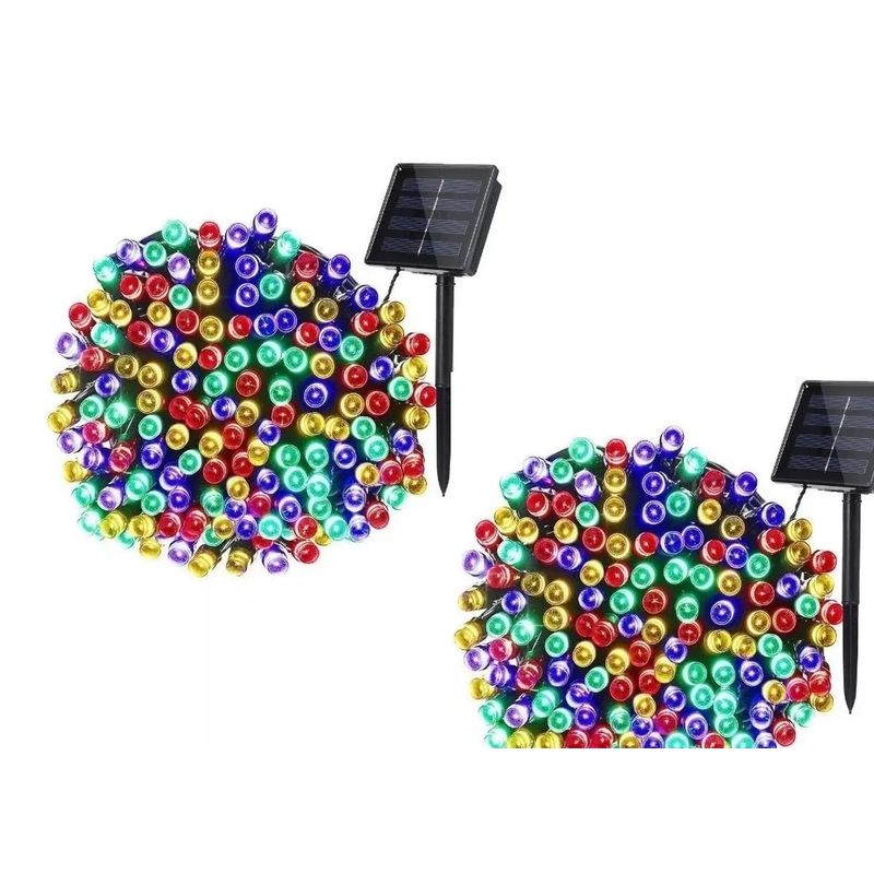 GENERICO - Pack X2 Luces Solares Navidad 30mtrs Guirnalda Multicolor