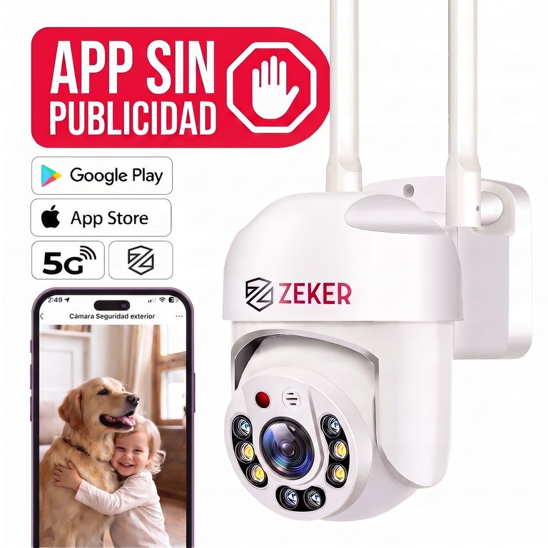 Cámara de Seguridad Wifi Exterior Impermeable Zeker 2MP 5G.