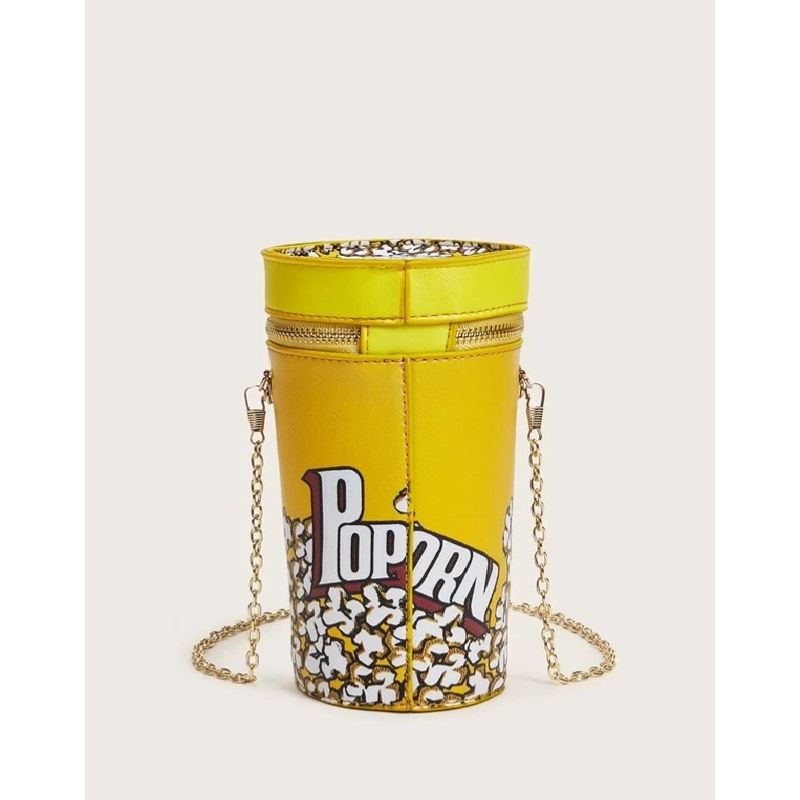 GENERICO - bandolera con cadena con diseño de cubo de palomita