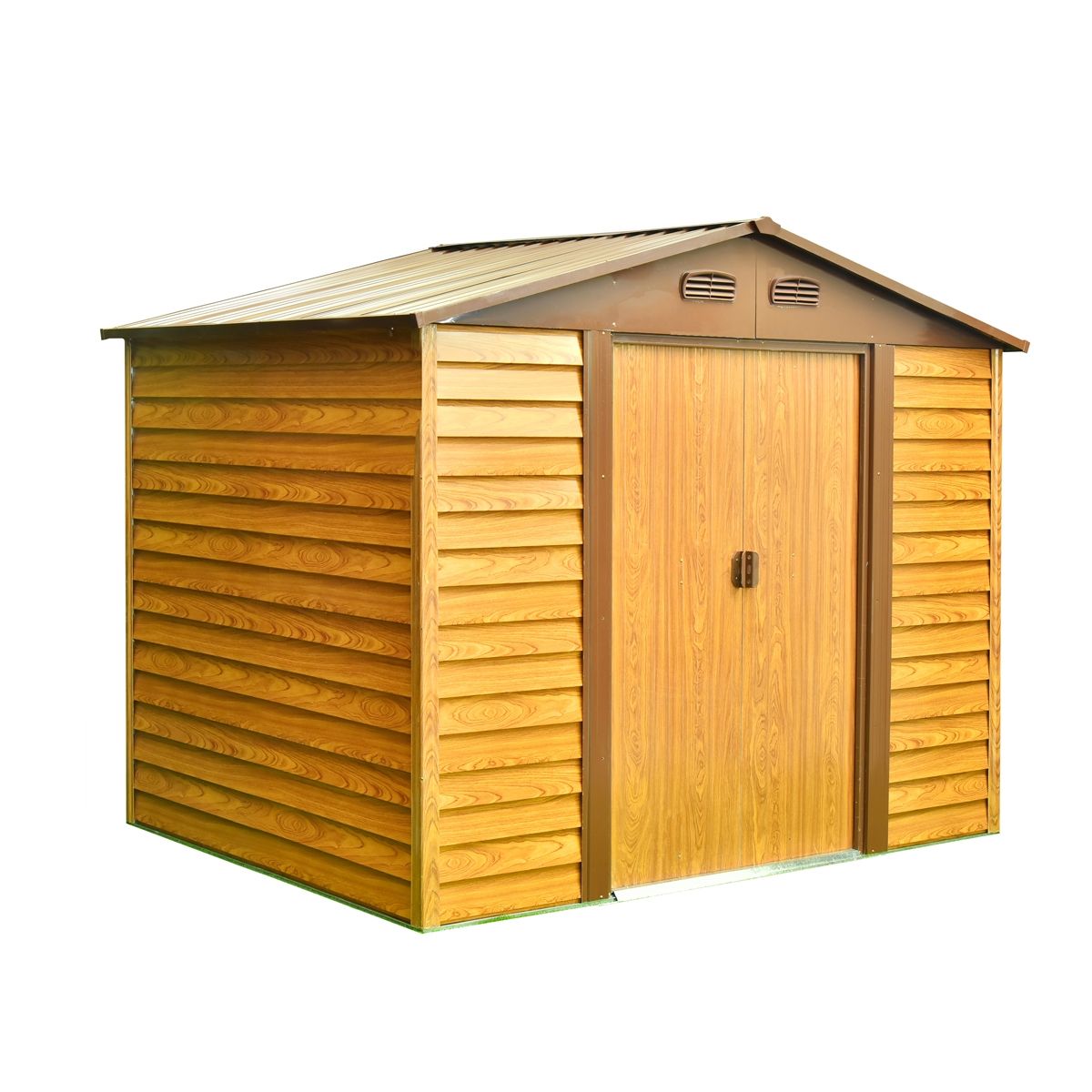 GENERICO - Bodega metálica de jardín Sherwood efecto madera 45 m2 195x236x209