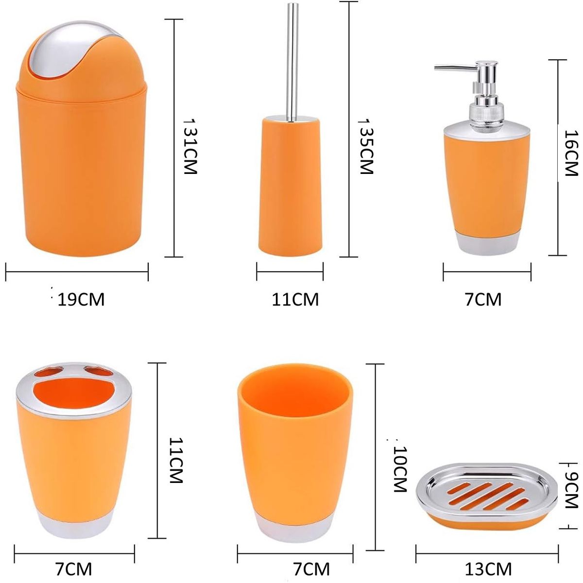 WAKESHOME - Juego de Accesorios Para Baño 6 Piezas Set Jabonera Cepillo Inodoro