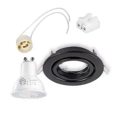 GENERICO - Focos LED Embutido Dirigible Porta GU10 negro Frio - LEMULUX
