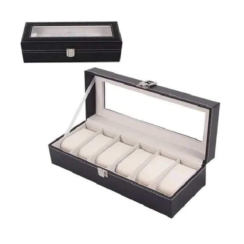 GENERICO - Organizador Estuche Caja 6 Relojes Exhibidor Elegante Joyas