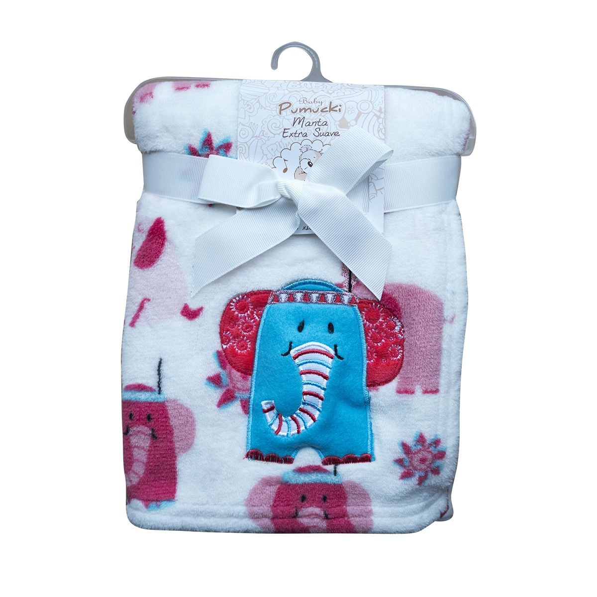 PUMUCKI - Manta Con Sonido Bebé Blanca Elefante Pumucki
