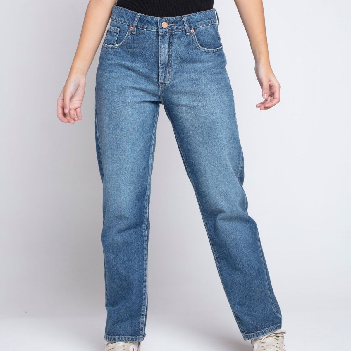 MOMCHIC - Jeans Recto Basico Ursula Dad Fit Azul