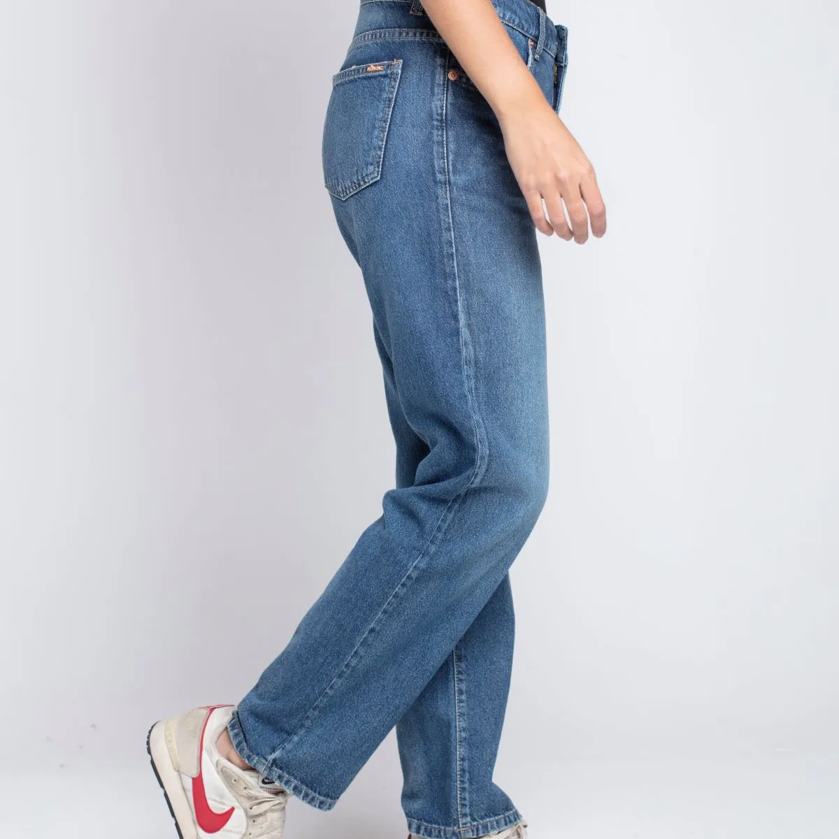 MOMCHIC - Jeans Recto Basico Ursula Dad Fit Azul
