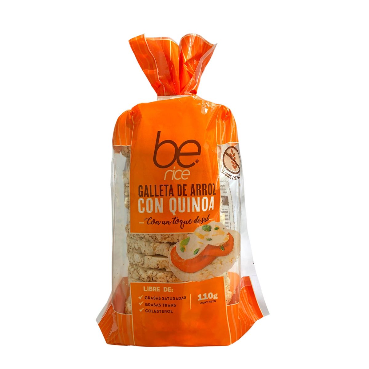 BECOOKIES - Caja 12 unid galleta de arroz con quinoa salada 110 g.