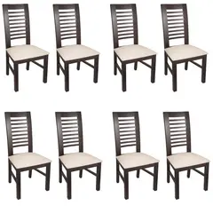 ARTHOME - PACK 8 SILLAS LUCIANA MADERA COLOR CHOCOLATE TAPIZ BEIGE JASPEADO
