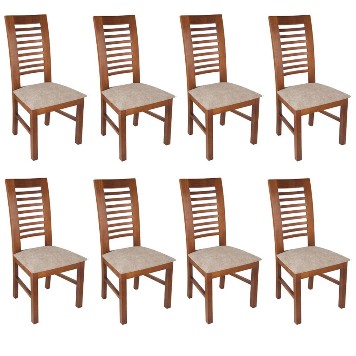 ARTHOME - PACK 8 SILLAS LUCIANA MADERA COLOR MIEL TAPIZ CAFE JASPEADO