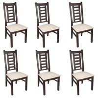 PACK 6 SILLAS PASCAL MADERA COLOR CHOCOLATE TAPIZ BEIGE JASPEADO