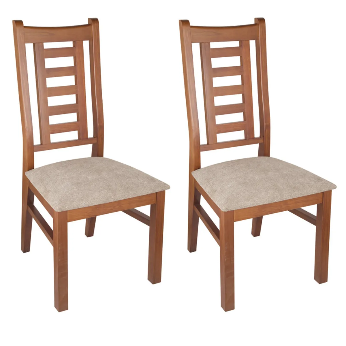 ARTHOME - PACK 2 SILLAS PASCAL MADERA COLOR MIEL TAPIZ CAFE JASPEADO