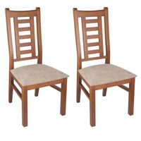 PACK 2 SILLAS PASCAL MADERA COLOR MIEL TAPIZ CAFE JASPEADO