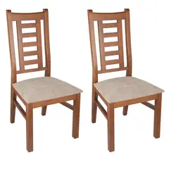 ARTHOME - PACK 2 SILLAS PASCAL MADERA COLOR MIEL TAPIZ CAFE JASPEADO